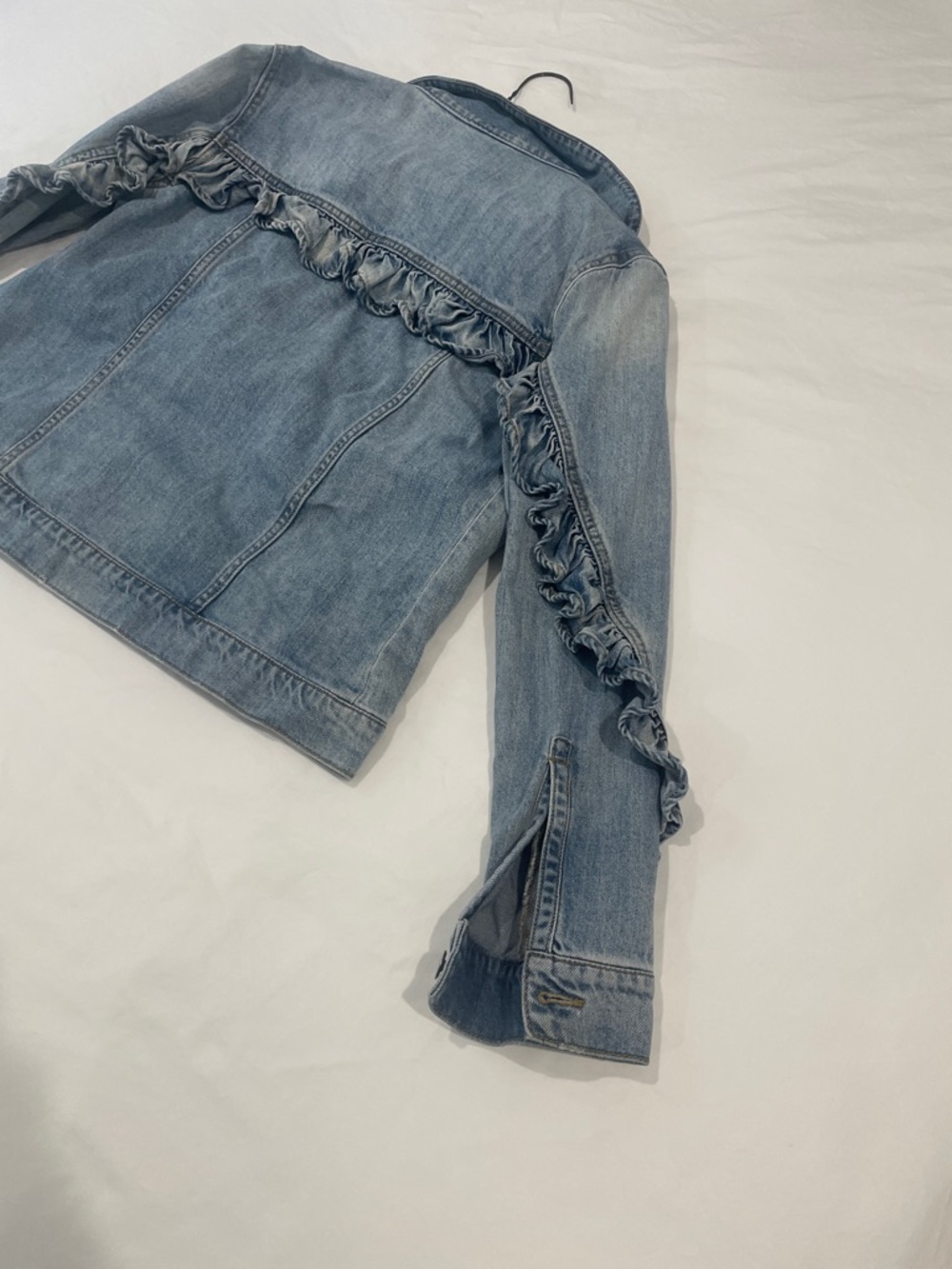 bp Light Blue Ruffle-Trim Denim Jacket - Picture 6 of 7
